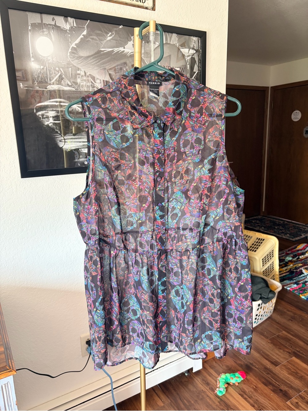 Torrid Women's Skull Print Collared Sleeveless Blouse size 0X